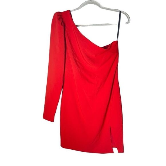 Michael Costello x REVOLVE Fabian Mini Dress in Red One Shoulder Minimalist L - Picture 6 of 14